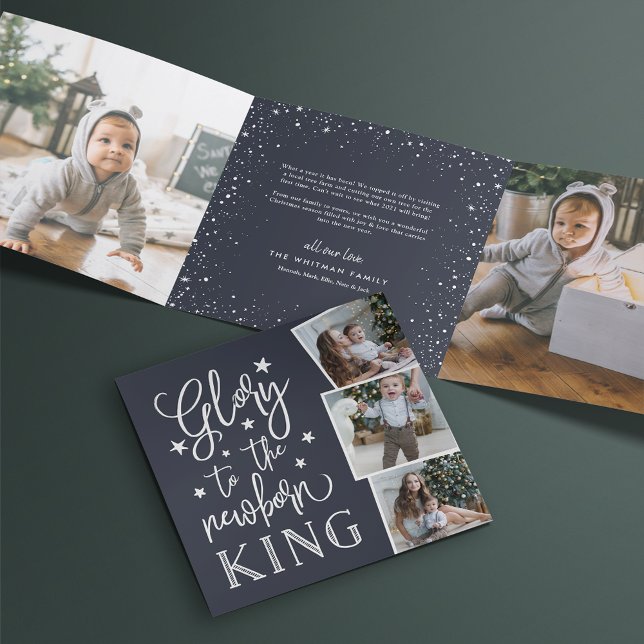Hand Lettered Glory | Multi Photo Tri-Fold Holiday Card (Creator Uploaded)