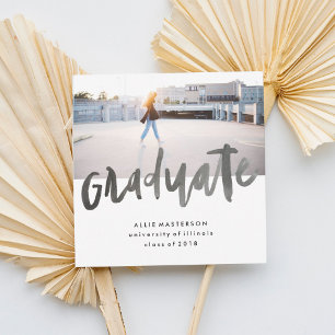Hand Lettered Graduate Square Announcement Card