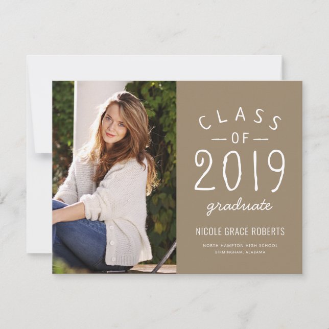 Hand Lettered Graduation Photo Announcement Buff (Front)