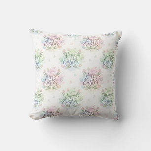 Hand-Lettered Happy Easter Watercolor Cushion