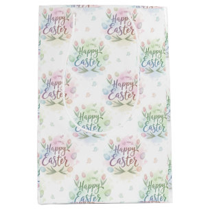 Hand-Lettered Happy Easter Watercolor Medium Gift Bag