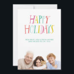 Hand Lettered Happy Holidays Photo Card<br><div class="desc">A festive holiday photo card featuring a bright and cheery,  hand lettered "Happy Holidays" sentiment,  along with your custom photo and personalised holiday message.</div>