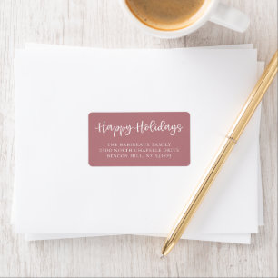 Hand Lettered Happy Holidays Script Dusty Rose Label