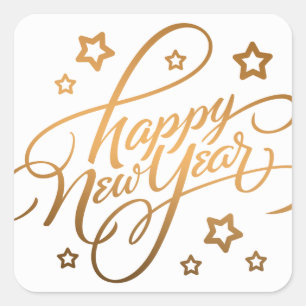 HAND-LETTERED HAPPY NEW YEAR GREETING STICKER