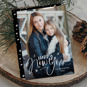 Hand-Lettered Happy New Year Photo Holiday Card