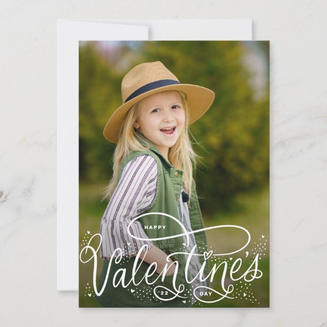 Hand-lettered Happy Valentine's Day Photo Holiday  (Front)