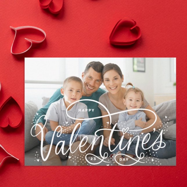 Hand-lettered Happy Valentine's Day Photo Holiday Card (Creator Uploaded)