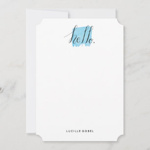 Hand Lettered Hello Modern Personalised Stationery Card