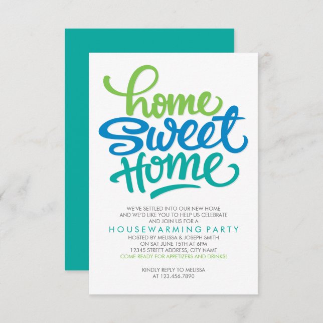HAND LETTERED HOME SWEET HOME | HOUSEWARMING PARTY INVITATION (Front/Back)