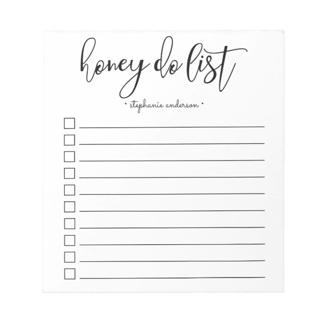 Hand-Lettered Honey Do List Personalised Notepad (Front)