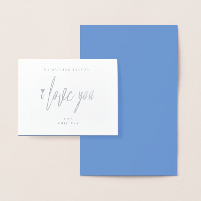 Hand Lettered I Love You Valentine’s Day Foil Card (Display)