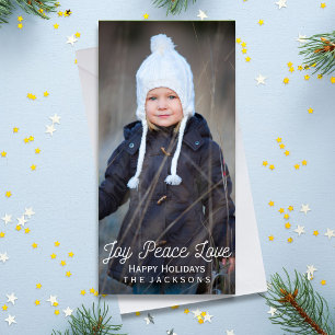 Hand Lettered Joy Peace Love Holiday Photo