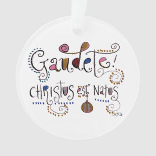 Hand-Lettered Latin Gaudete Rejoice Christmas Ornament