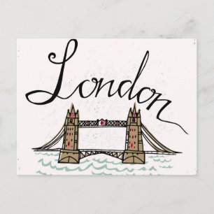Hand Lettered London Bridge Postcard
