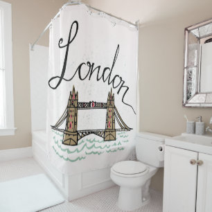 Hand Lettered London Bridge Shower Curtain
