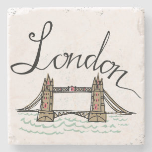 Hand Lettered London Bridge Stone Coaster