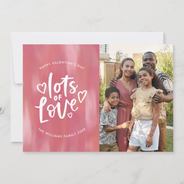 Hand Lettered Lots of Love Valentine's Day Photo Card (Front)