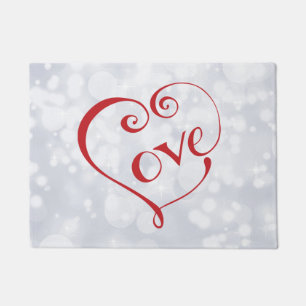 Hand Lettered Love Heart in Red Doormat