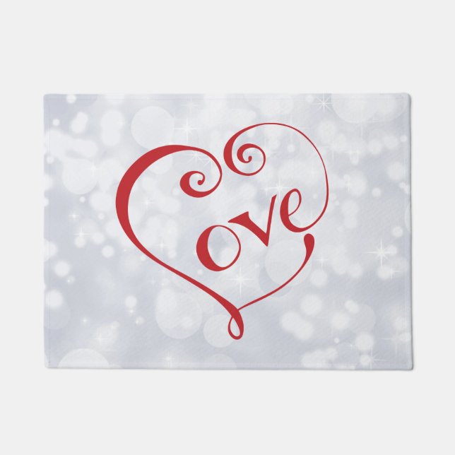 Hand Lettered Love Heart in Red Doormat (Front)