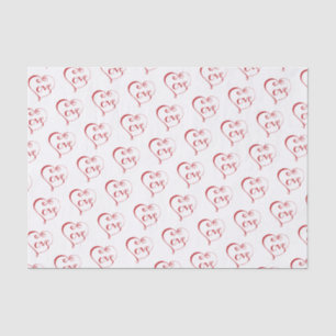 Hand Lettered Love Heart in Red Tissue Paper