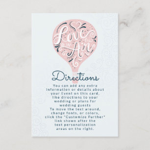 Hand Lettered Love Pink Balloon Wedding Directions Enclosure Card