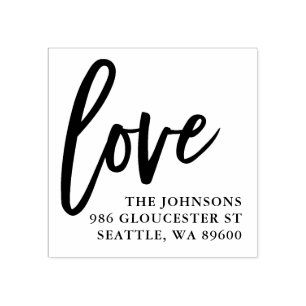 Hand Lettered Love Script   Personalised Rubber Stamp