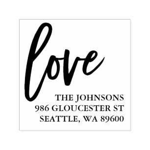 Hand Lettered Love Script   Personalised Self-inking Stamp