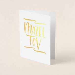 Hand lettered Mazel Tov Congratulations Foil Card