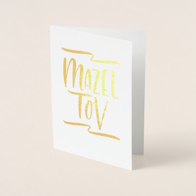 Hand lettered Mazel Tov Congratulations Foil Card (Front)