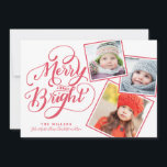 Hand Lettered Merry and Bright Christmas Snapshots Holiday Card<br><div class="desc">Modern christmas photo card featuring our exclusive hand lettered typography artwork that says "Merry and Bright"</div>