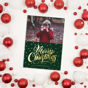 Hand Lettered Merry Christmas Foil Holiday Card