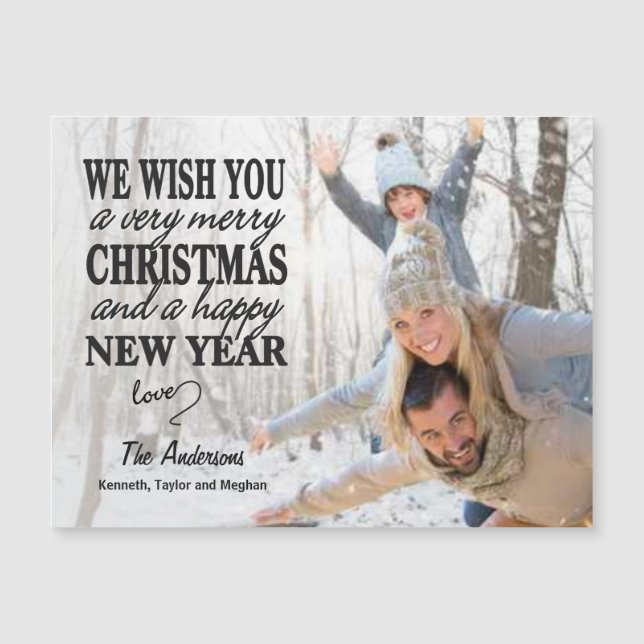 Hand Lettered Merry Christmas Full-Photo Magnet (Front)