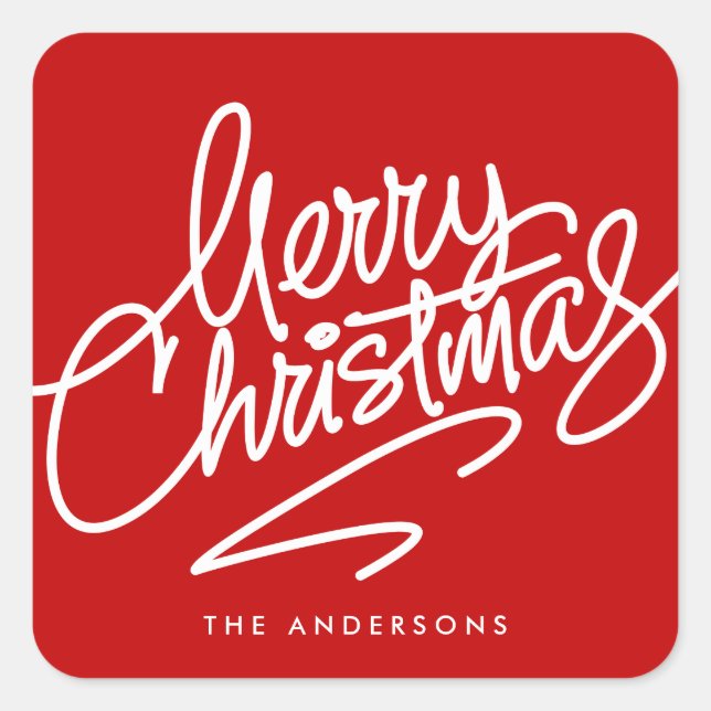 HAND-LETTERED MERRY CHRISTMAS | HOLIDAY STICKER (Front)