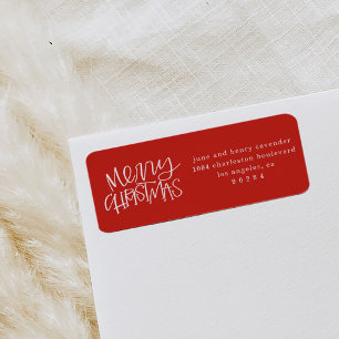 Hand Lettered Merry Christmas Return Address Label