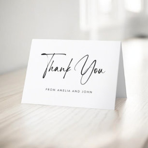 Hand Lettered Minimalist Elegant Photo Thank You Card