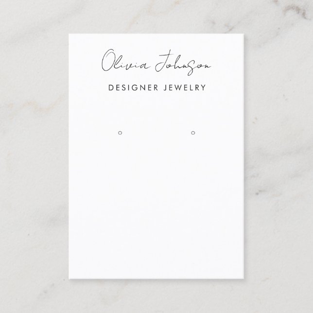  Hand Lettered Minimalist Jewellery Earring Displa Business Card (Front)