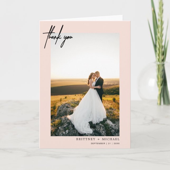 Hand-Lettered Modern Blush Pink Thank You (Front)