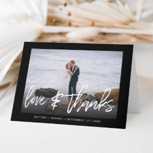 Hand-Lettered Modern Photo Love & Thanks Black Thank You Card