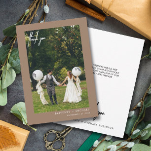 Hand-Lettered Modern Photo Tan Thank You Card