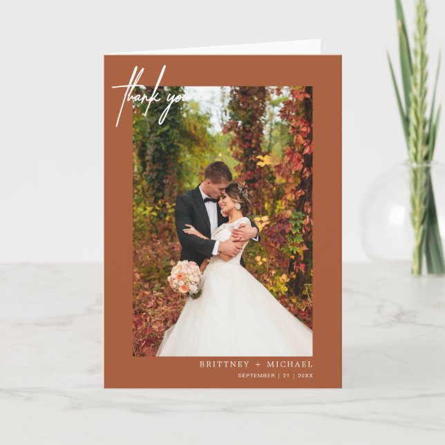 Hand-Lettered Modern Terracotta Thank You (Front)