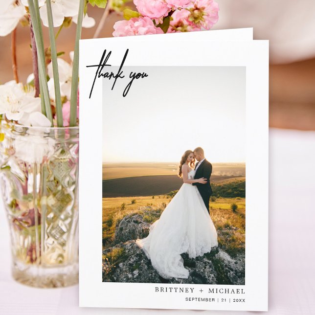 Hand-Lettered Modern White Thank You Card (Creator Uploaded)