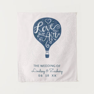 Hand Lettered Navy Wedding Photo Booth Backdrop Tapestry