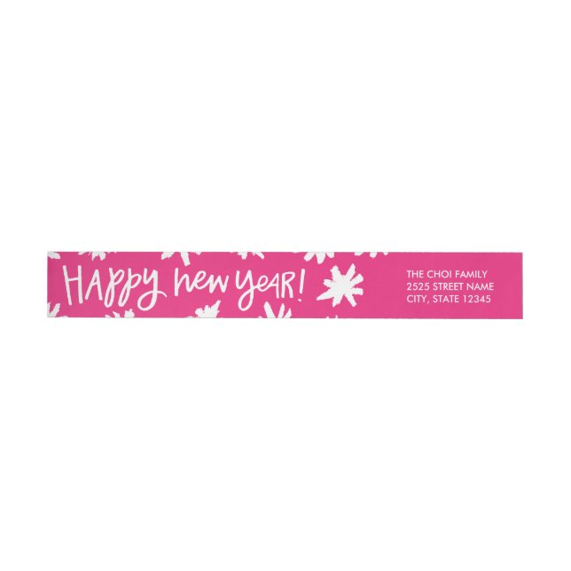 Hand Lettered New Year Wraparound Label - Pink (Individual)