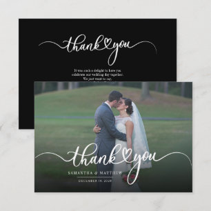Hand-Lettered Newlyweds Photo Modern Thank You Card