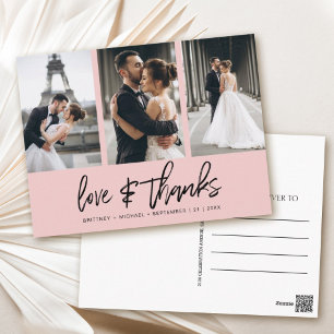 Hand-Lettered Photo Collage Blush Pink Postcard