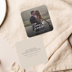 Hand-Lettered Photo Script Wedding Thank You Card