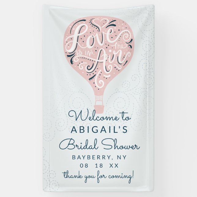 Hand Lettered Pink Balloon Bridal Shower Welcome Banner (Vertical)