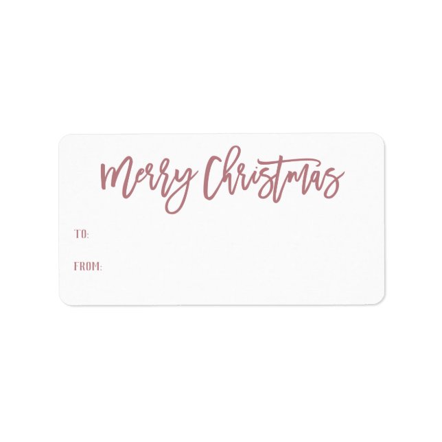 Hand Lettered Rose Merry Christmas Script Gift Label (Front)