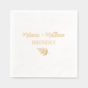 Hand Lettered Rustic Monogram Names Modern Gold Foil Napkins