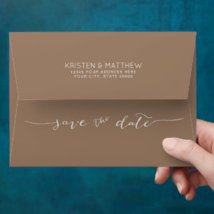 Hand-Lettered Save the Date Address Tan Envelope
